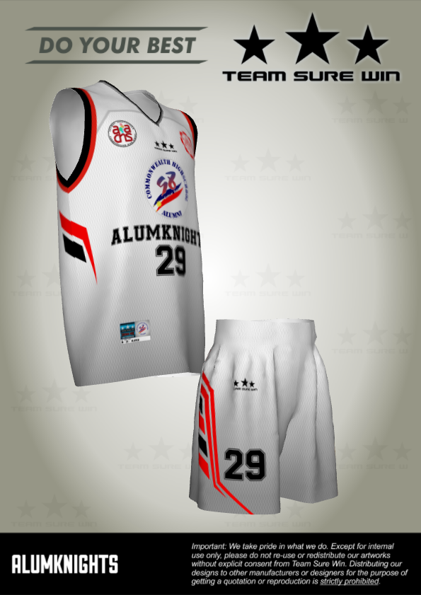 sublimation basketball uniform alumknights